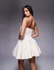 ASOS LUXE faux pearl trim sculpted linen blend corset mini dress in cream