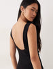 cotton blend scoop back dress in black