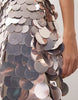ARRANGE disc sequin crescent bandeau maxi dress in silver