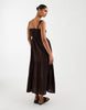 Hollister striped v neck strappy maxi dress with slit in brown
