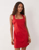 Petite square neck bodycon mini dress in tomato red