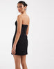 denim bandeau mini dress in black