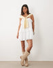 The Frolic exclusive textured cotton frill detail cami mini dress in white