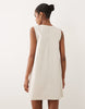 ruched plunge barrel mini dress in stone