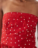 Abercrombie & Fitch strapless midi dress in red polka dot print