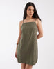 JJXX linen blend mini dress in khaki green
