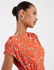 & Other Stories jersey maxi dress with ruched detail in red floral print