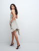 Weekday backless ruffle asymmetric mini dress in light gray