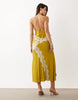overlay lace trim midaxi dress with back detailing in green