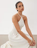 crinkle cami halter midi dress in cream