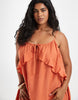 Vero Moda Curve ruffle trim cami mini dress in rust