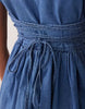 denim ballerina inspired mini dress in mid blue