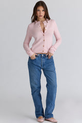 pink cashmere + wool cardigan