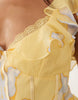 frill sleeve maxi dress with fishtail hem in yellow floral print