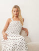 Miss Selfridge polka dot seersucker shirred detail maxi dress