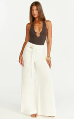 Ricki Bodysuit - Plunge T Bar Front Bodysuit in Chocolate