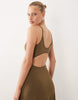 modal cut out back maxi dress in khaki