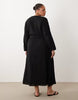 Esmée Curve wrap front long sleeve midaxi beach dress in black