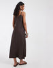 Vero Moda linen look cami strap midi dress in chocolate