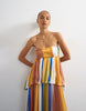 Topshop premium satin dropped waist bandeau maxi dress in striped print