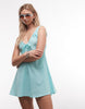 Reclaimed Vintage textured low v sundress in blue