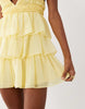 TFNC shirred chiffon halter neck ruffle trim mini dress in butter yellow
