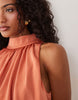 halter neck blouson satin maxi dress in copper