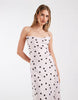 Object satin low cross back maxi slip dress in pale pink and brown polka dot