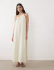 one shoulder textured midi sundress in khaki