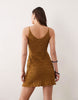 Miss Selfridge strappy crochet mini dress in olive