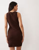 Miss Selfridge textured knit mini shift dress in chocolate
