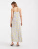 PIECES woven cami maxi dress in blue and yellow lemon print