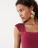 Vila shirred bodice tiered maxi dress in wine red