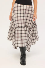 Luck & Trouble Vintage Check Midi Skirt Check Print