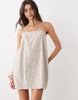 Monki linen blend cami mini dress with pockets in beige