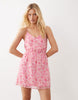 VILA woven cami mini dress in white floral print