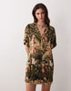 bowling shirt dress in vintage tropical print
