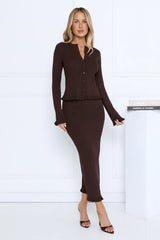 After Dark Charm Long Sleeve Top Brown