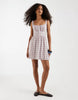 Hollister scoop neck A-line mini dress in brown gingham