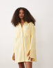 double cloth mini shirt dress with wide cuffs and oversized pockets in lemon