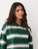 polo rugby mini dress in green stripes