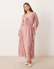 Glamorous boho ruffled chiffon midaxi dress in pink blush