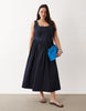 Curve denim ballerina midi dress in rinse