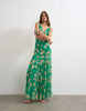 Topshop chiffon maxi dress with seam detailing in green floral