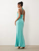 TFNC slinky strappy halter trim detail maxi dress in aqua