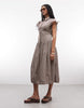 COLLUSION shirt dress midi dress in brown gingham