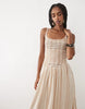 Abercrombie & Fitch scoop neck dipped waist maxi dress in brown stripe