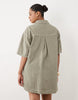 Curve denim boxy shirt dress with pocket detail in khaki