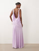 slinky floor length maxi dress with drop waist in lilac