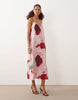 JDY midi cami dress in pink with floral print